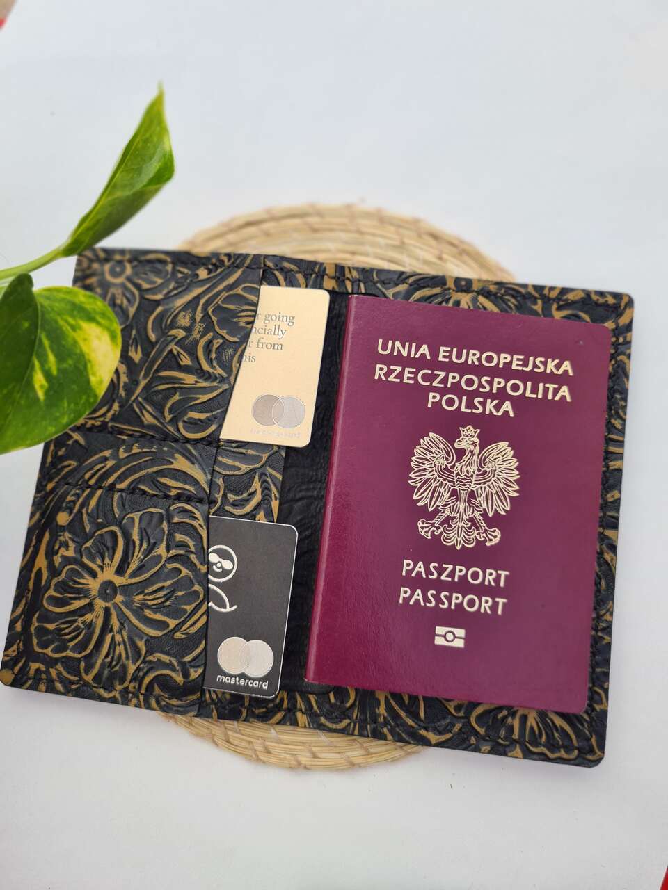 Etui skórzane na paszport Czarne