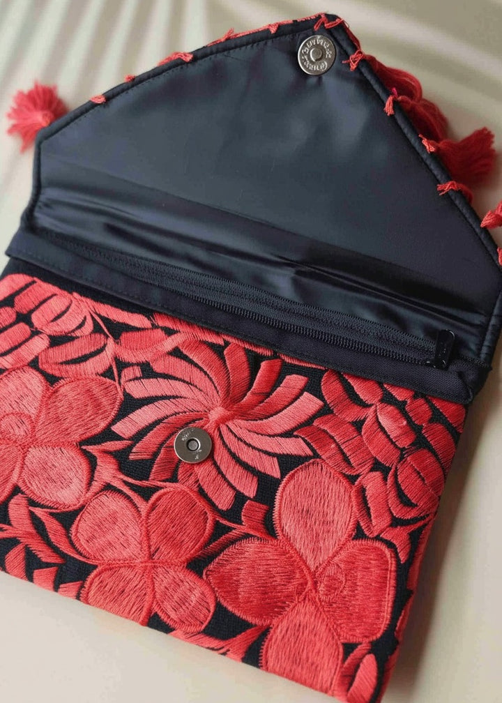 Bolso de mano morado Flores
