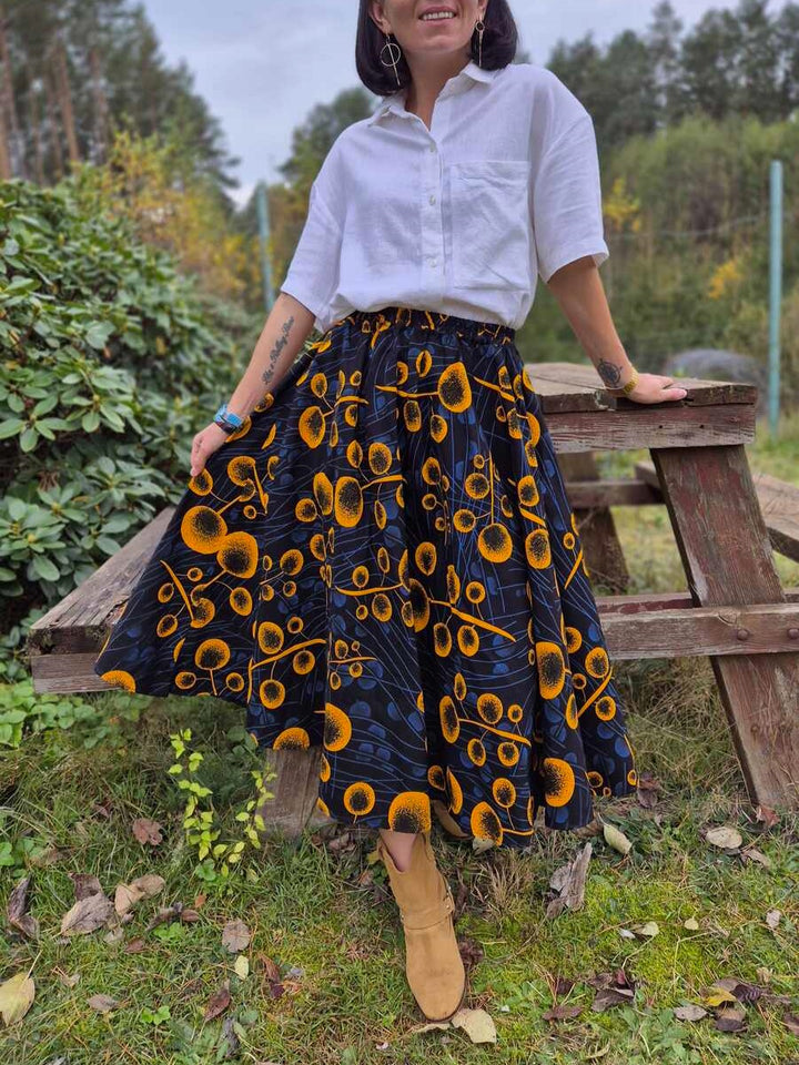 Kitenge Skirt Navy Blue