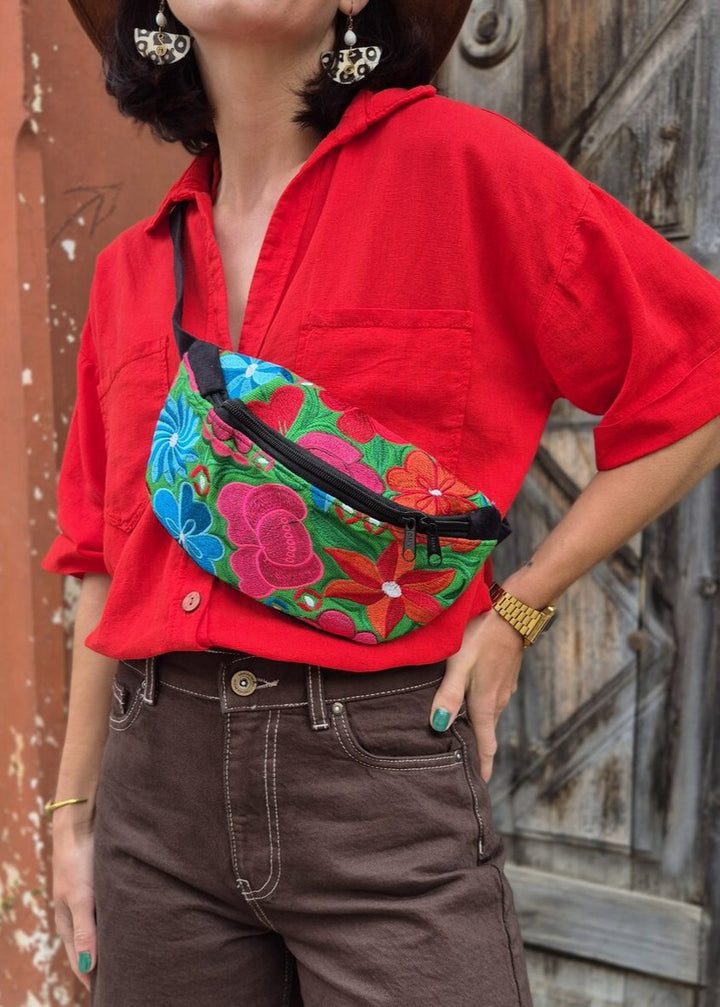 Verde embroidered waist bag 