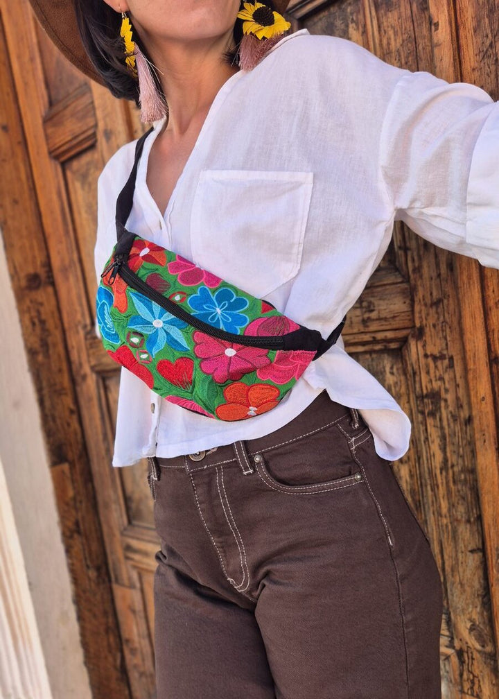 Verde embroidered waist bag 