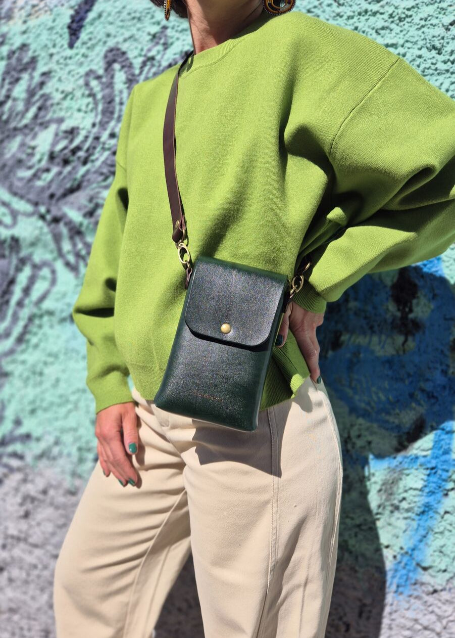 Nancy Leather Phone Bag Dark Green 