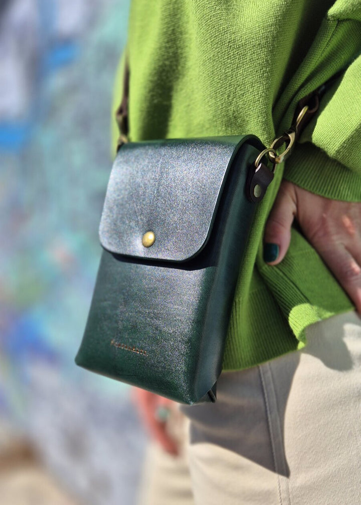 Nancy Leather Phone Bag Dark Green 