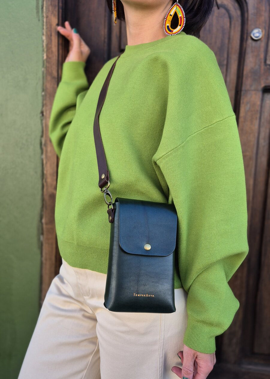 Nancy Leather Phone Bag Dark Green 