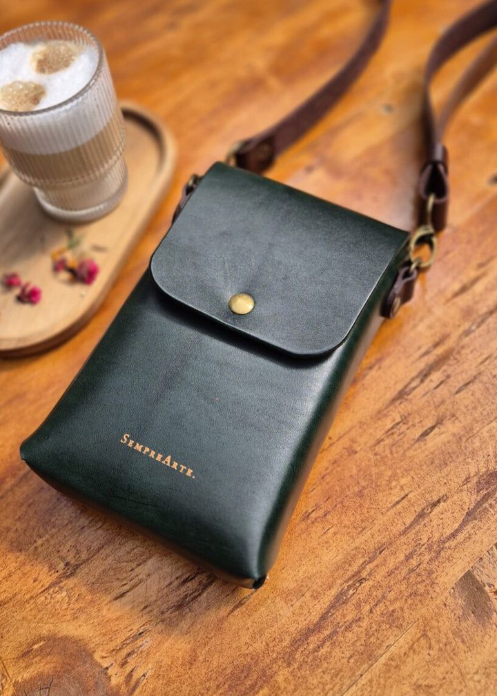 Nancy Leather Phone Bag Dark Green 