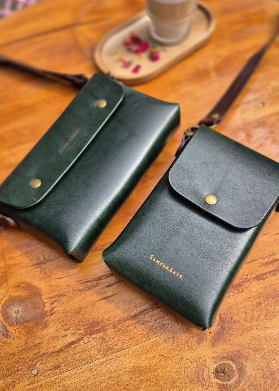 Nancy Leather Phone Bag Dark Green 