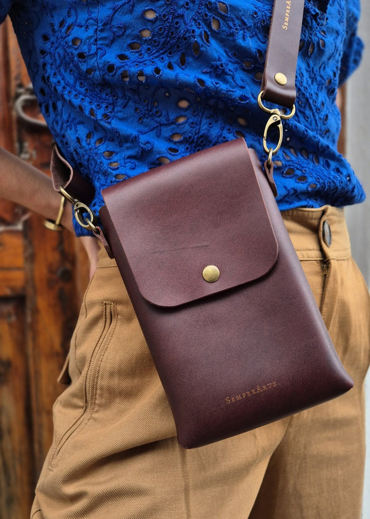 Nancy Burgundy Leather Phone Bag 