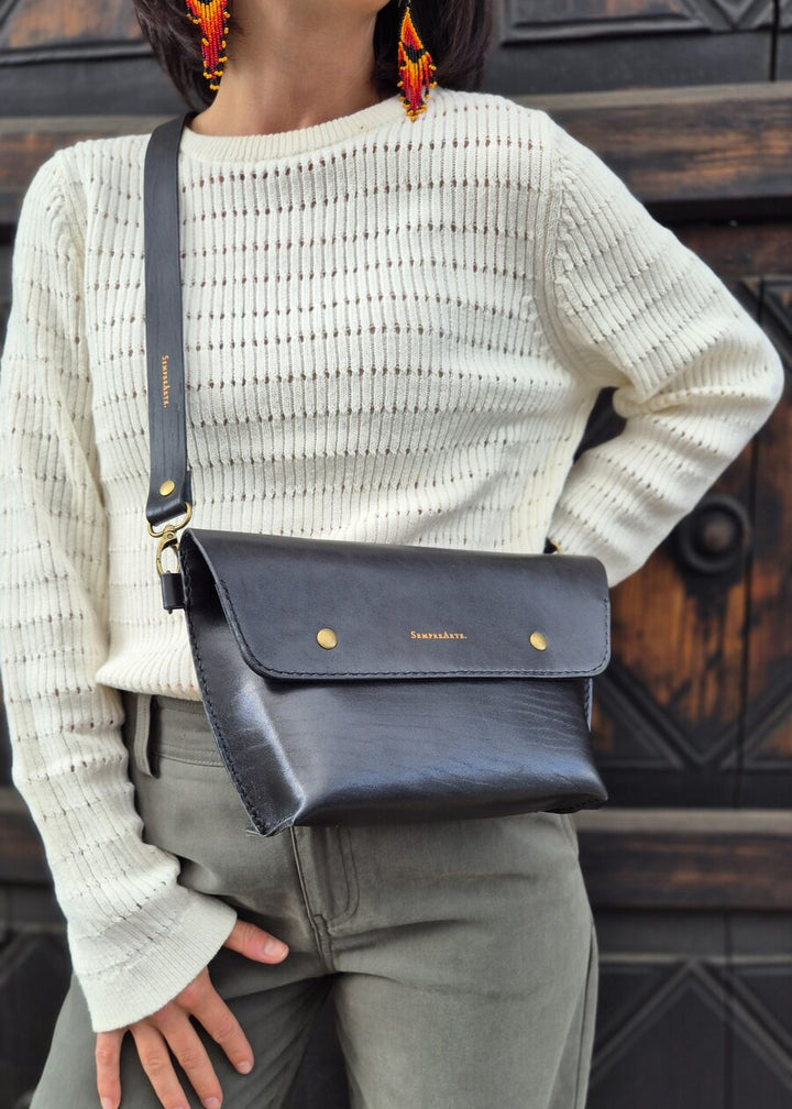 Bolso de piel Venezia negro