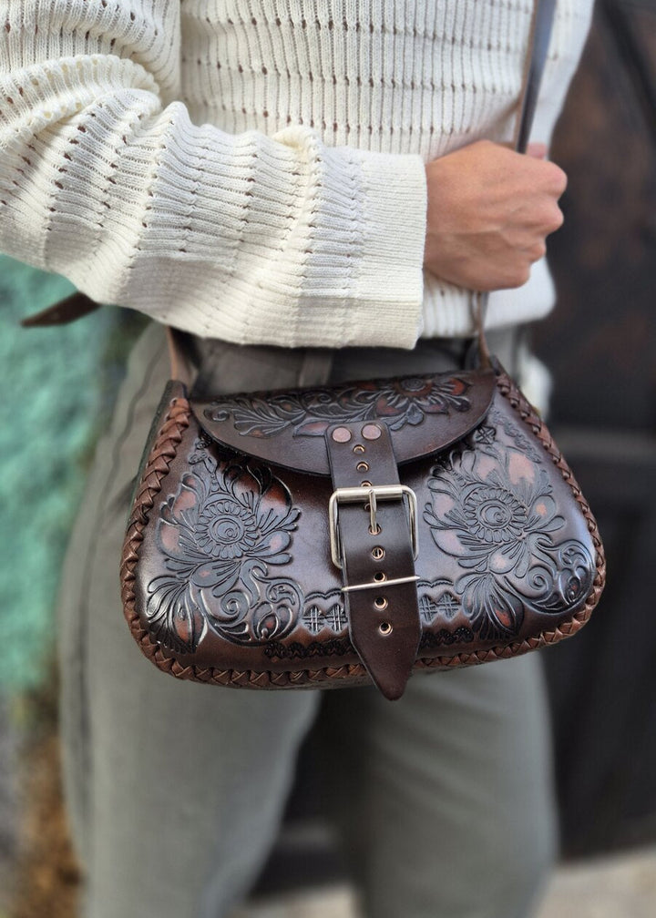 Folklora Leather Bag Dark Brown