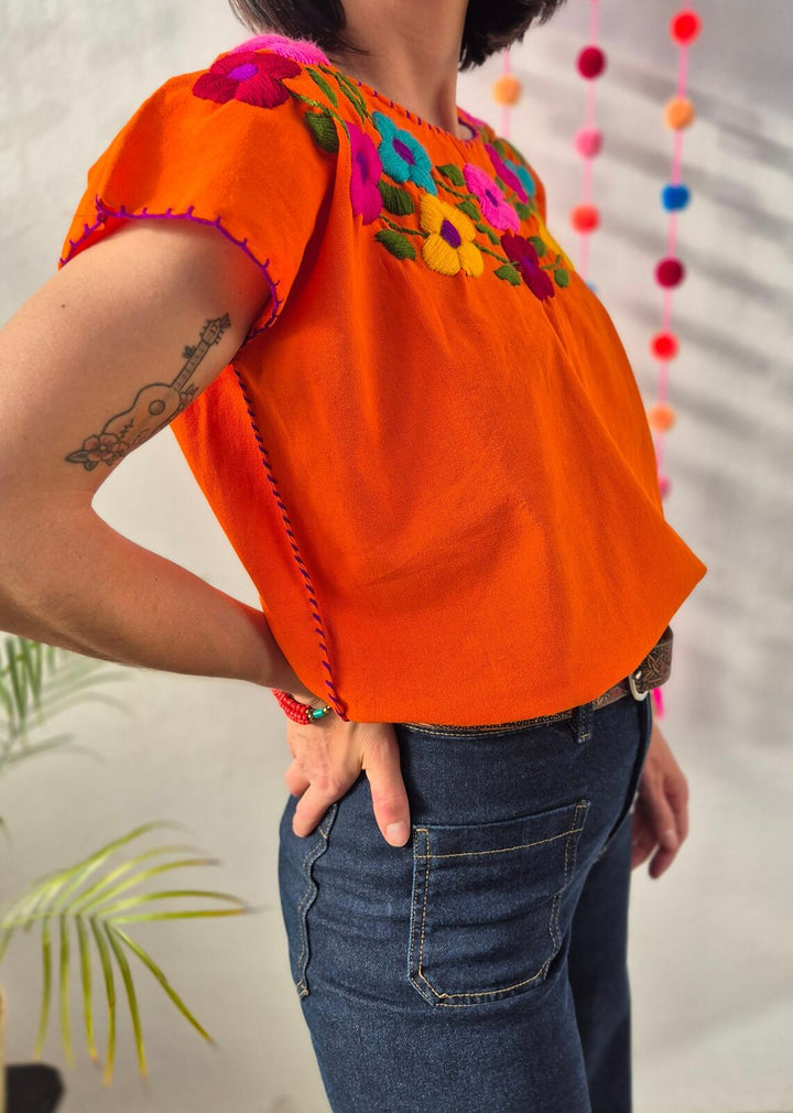 Bluzka haftowana Bordado Pomarańczowa