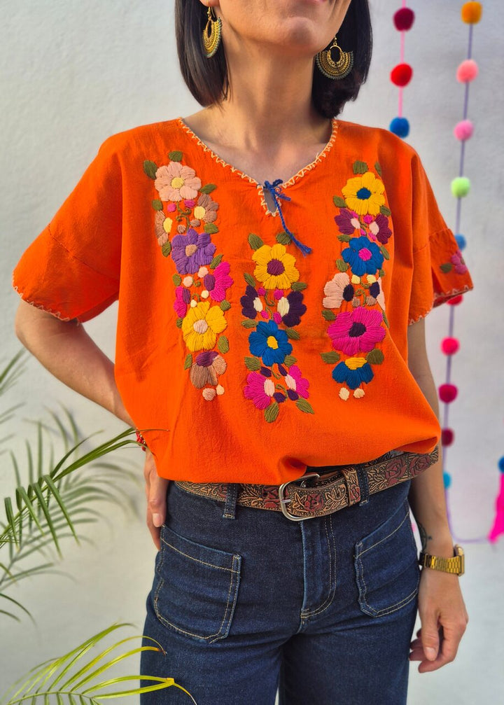 Bluzka haftowana Santa Pomarańczowa