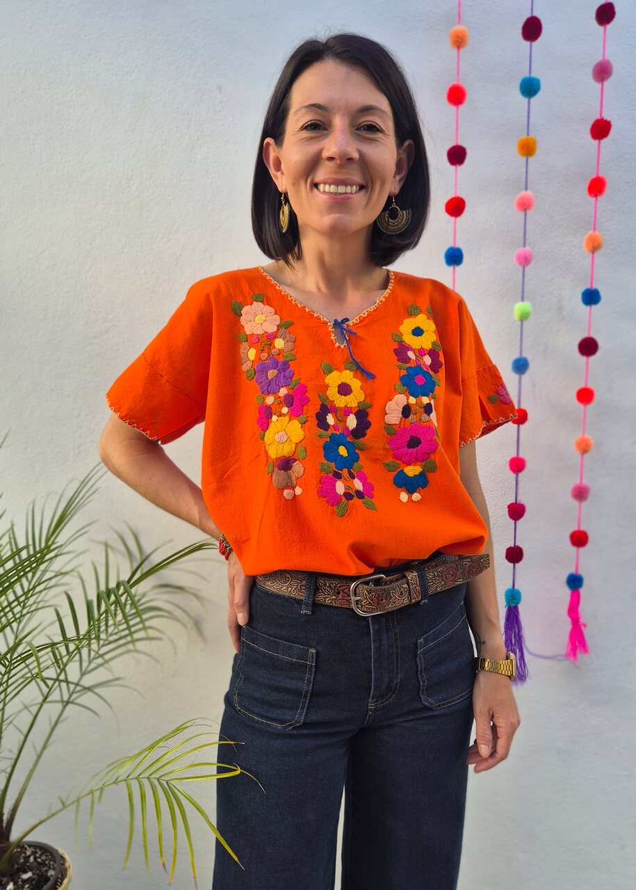 Bluzka haftowana Santa Pomarańczowa