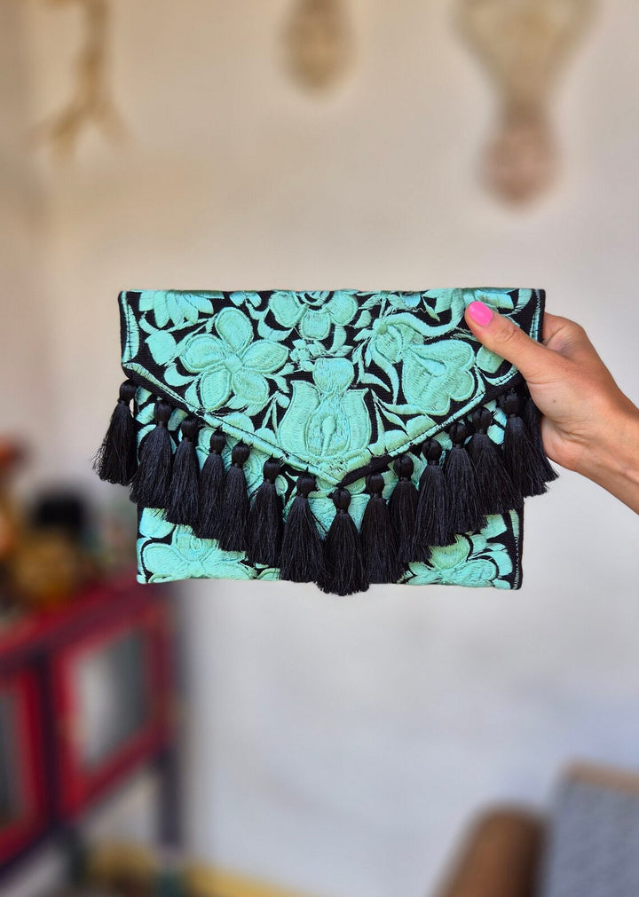 Bolso de mano morado Flores