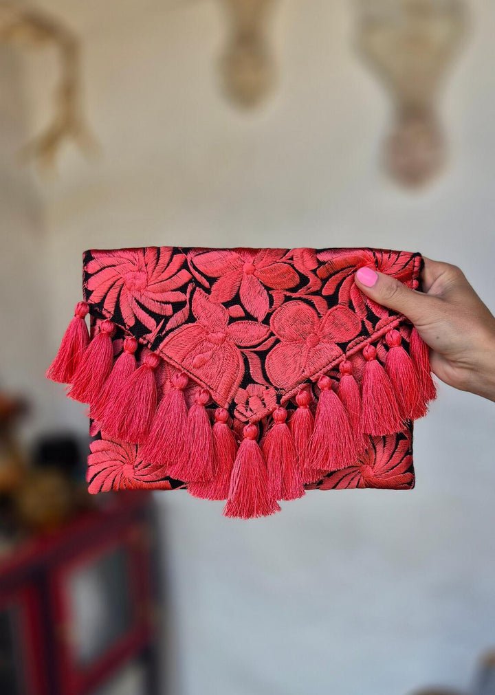 Bolso de mano morado Flores