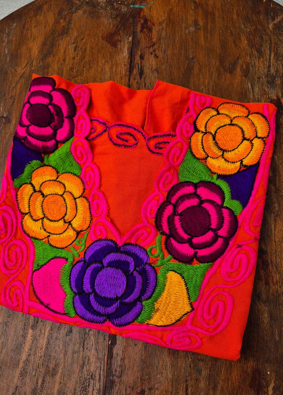 Bluzka haftowana Flores Pomarańczowa