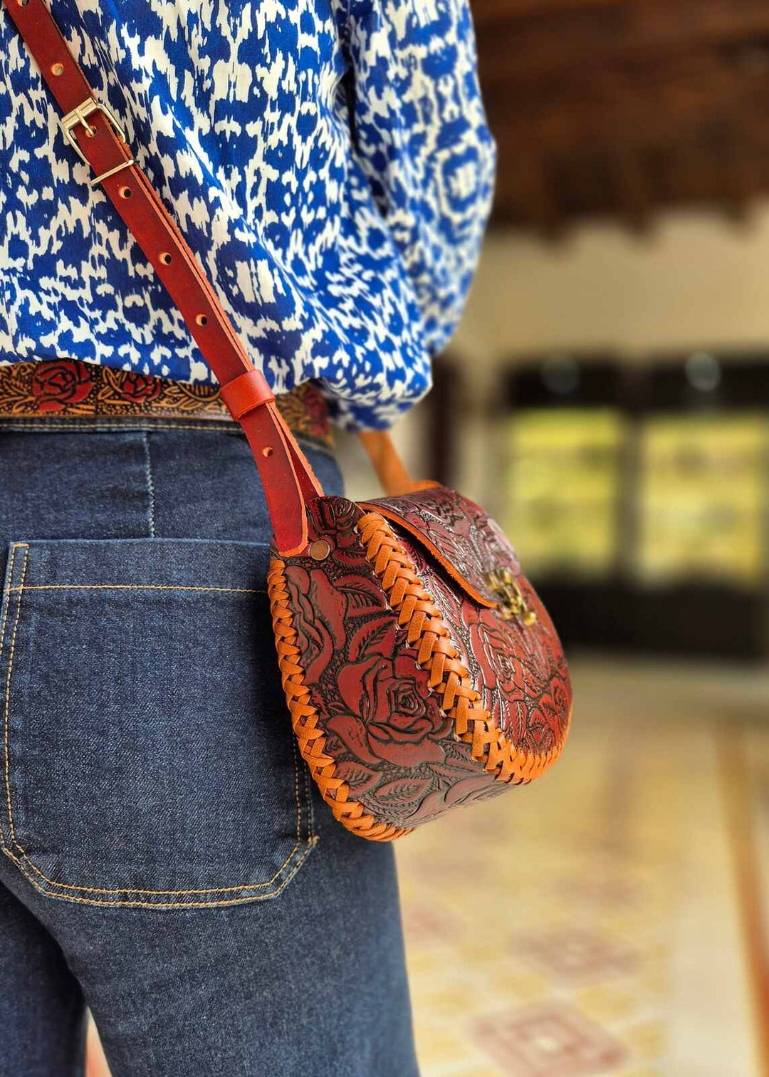 Torebka skórzana Flores Czekoladowa