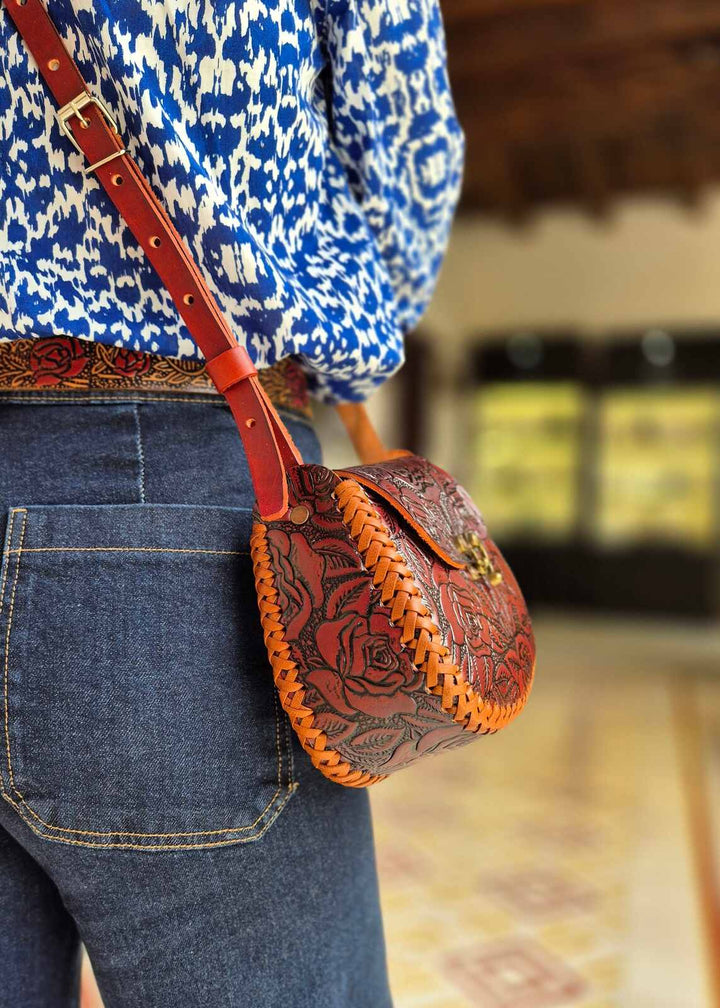 Torebka skórzana Flores Czekoladowa