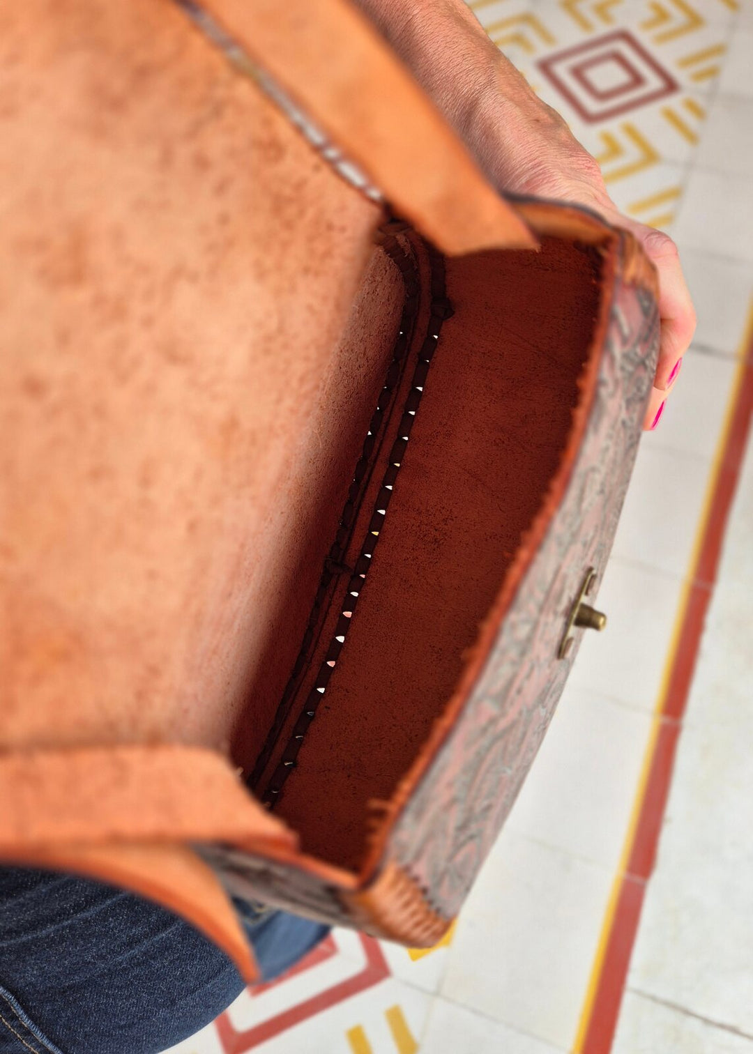 Torebka skórzana Flores Czekoladowa