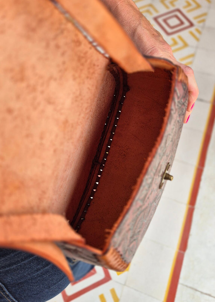 Torebka skórzana Flores Czekoladowa