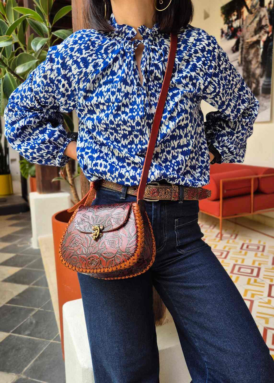 Torebka skórzana Flores Czekoladowa