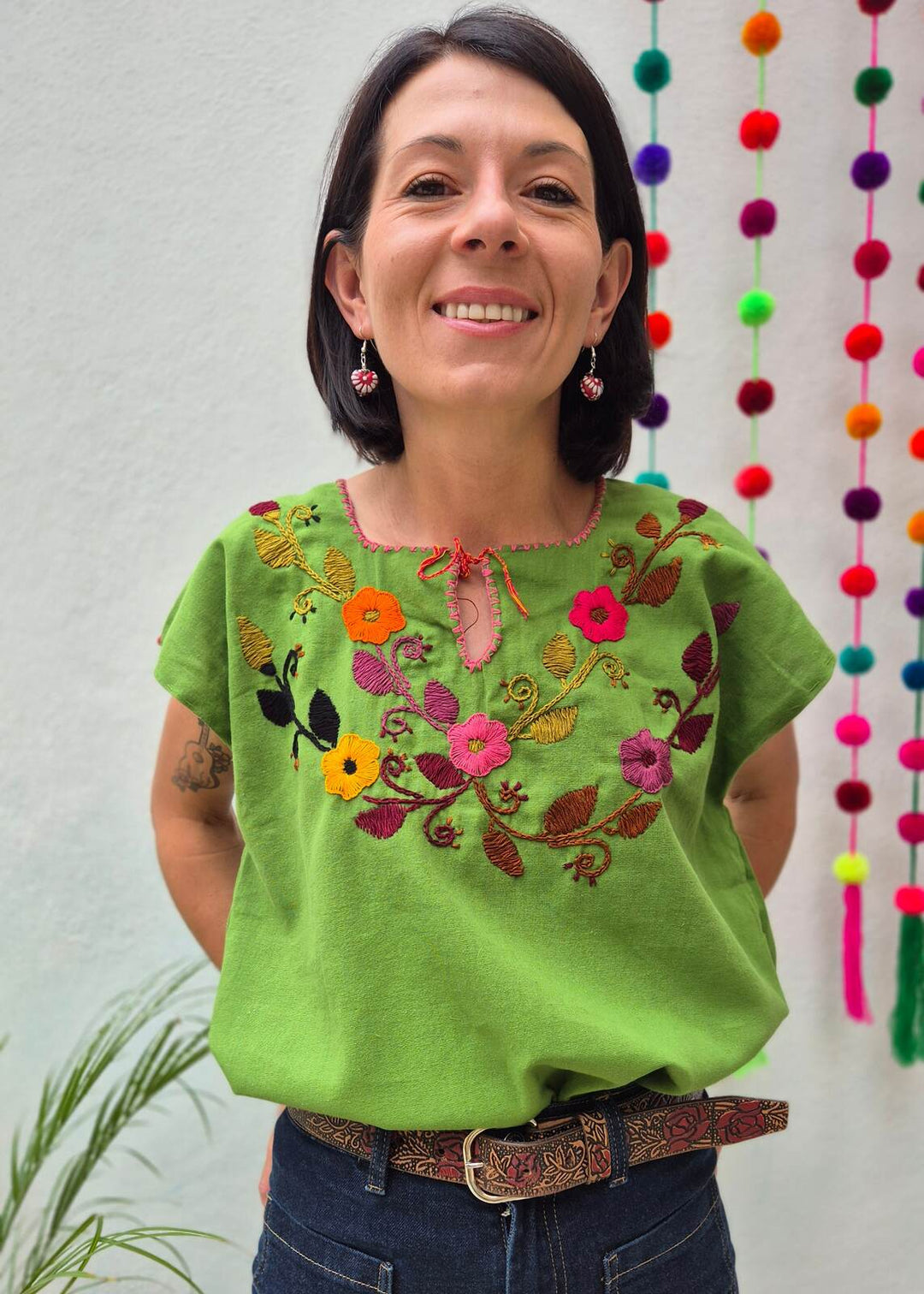 Bordado Blouse Green