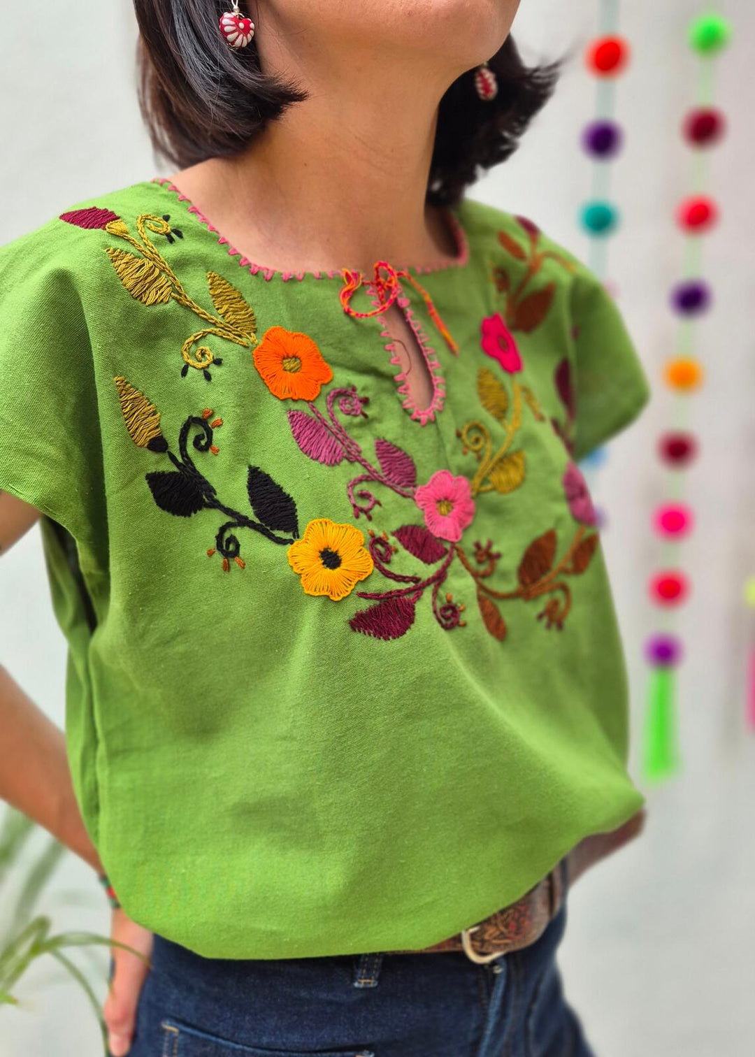 Bordado Blouse Green