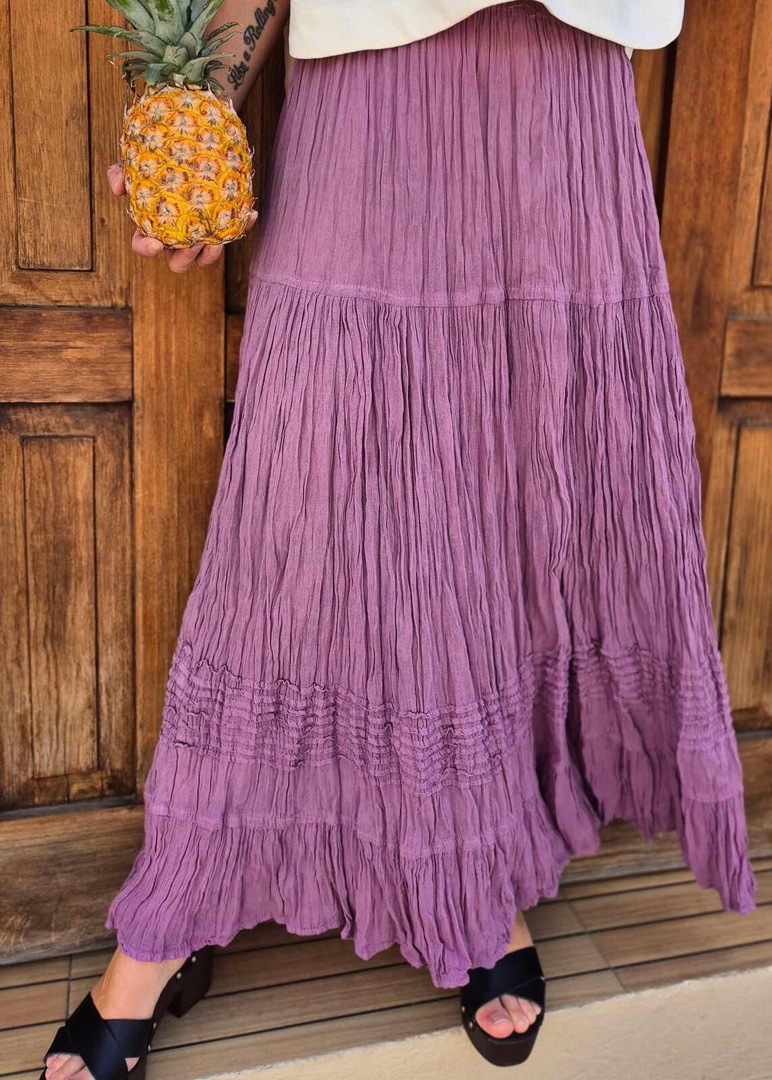 Falda bohemia de viscosa con patchwork