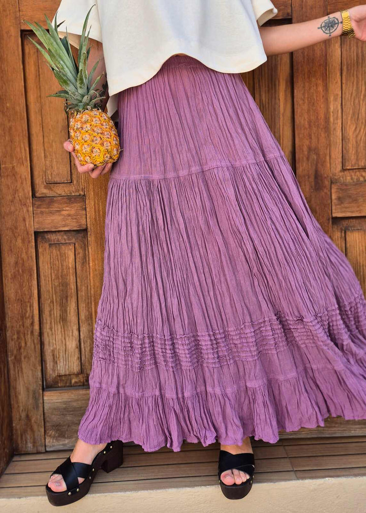 Falda bohemia de viscosa con patchwork