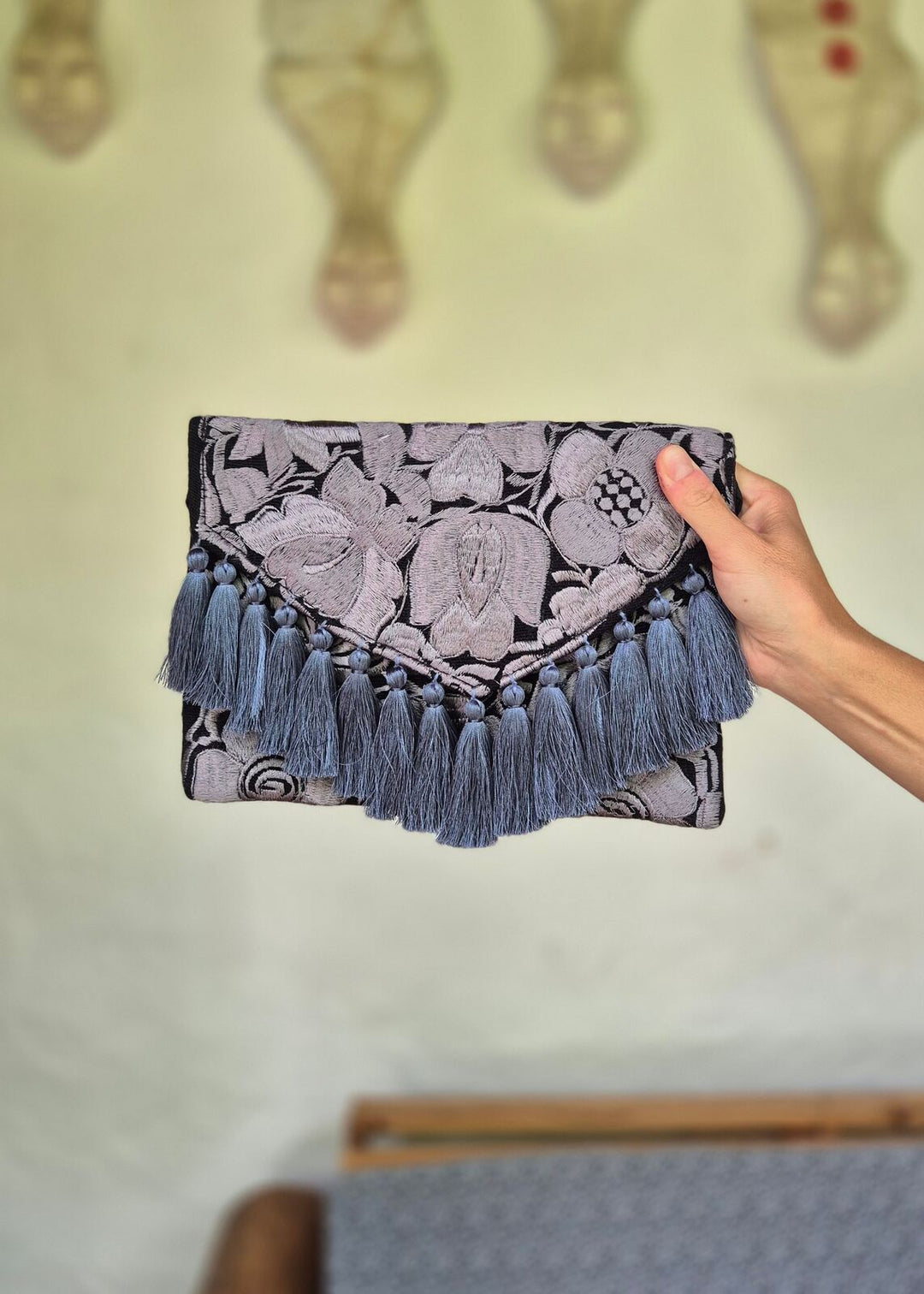 Bolso de mano morado Flores