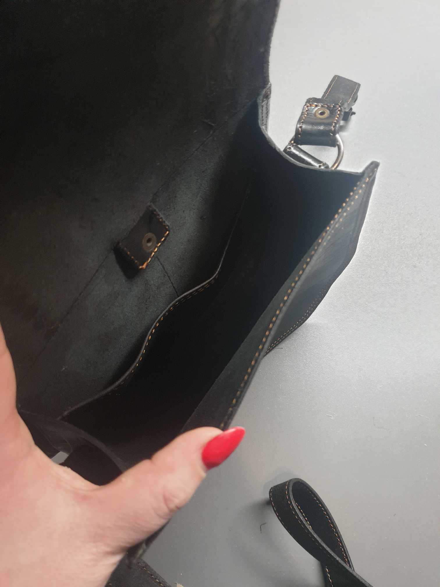 Torebka skórzana Rosa Czarna - ręczne wykonanie w Meksyku