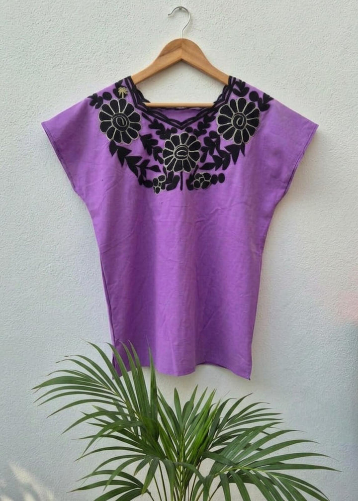 Blusa Flores Negra