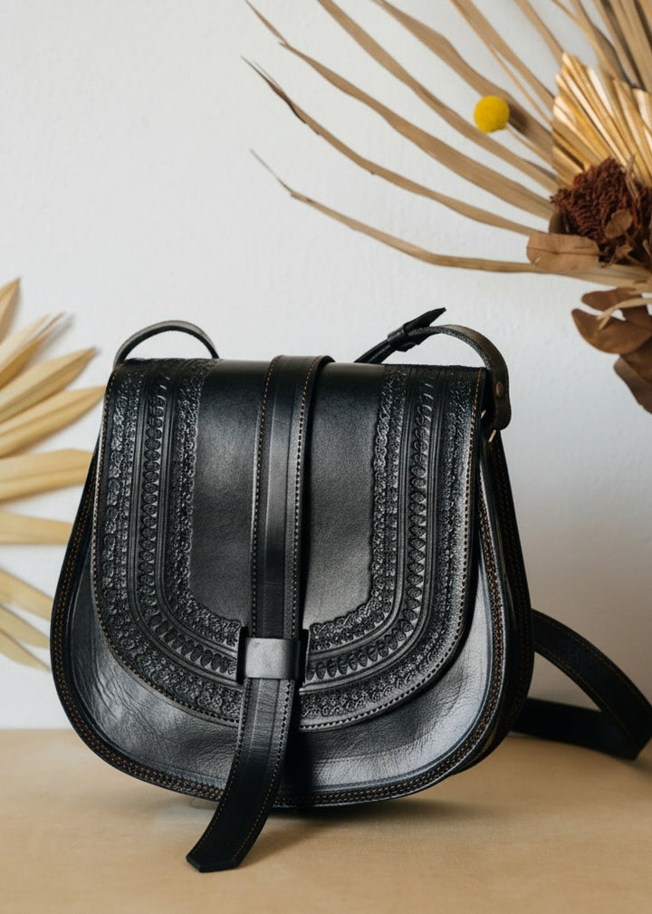 Torebka skórzana Rosa Czarna Wzory