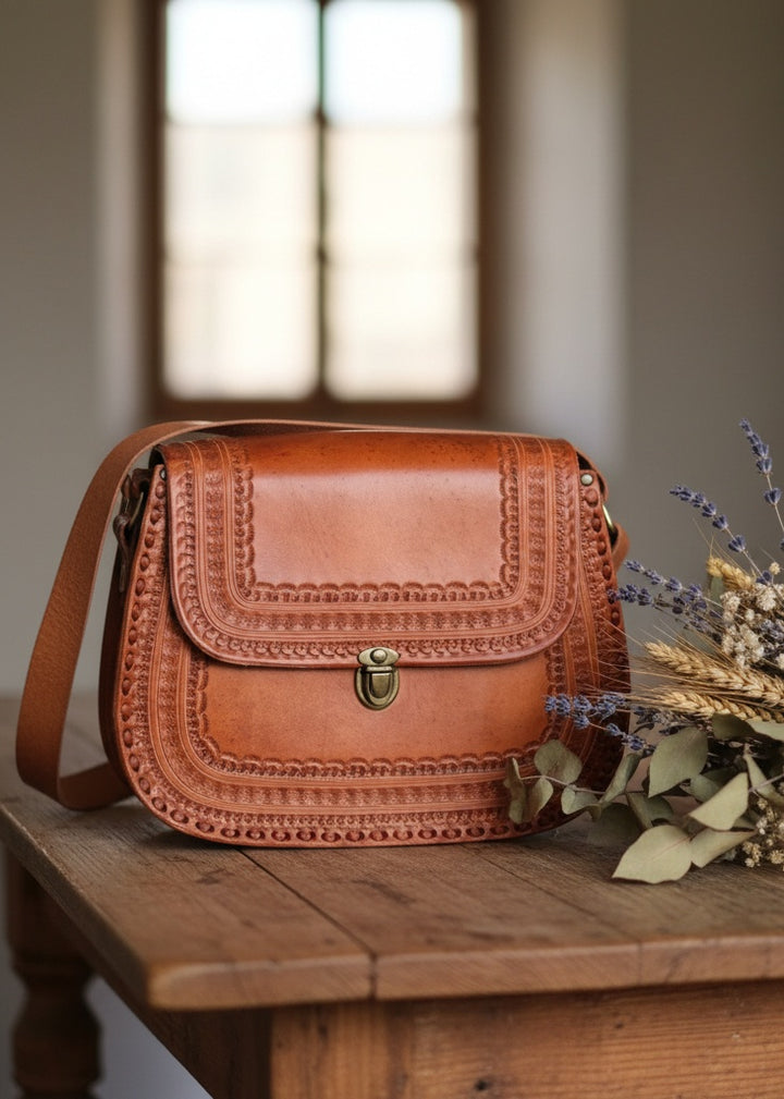 Torebka skórzana Alsa Brązowa